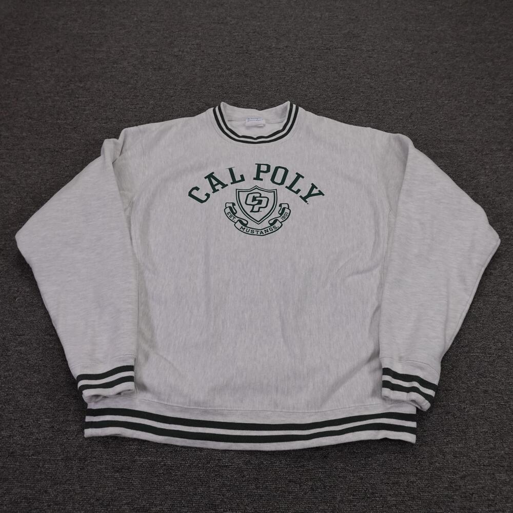 Cal Poly Mustangs Sweatshirt Mens Large Gray NCAA College Champion Reverse Weave